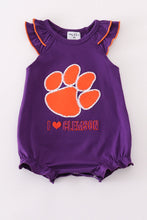 Load image into Gallery viewer, Purple I love clemson applique ruffle bubble
