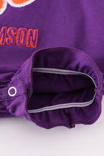 Load image into Gallery viewer, Purple I love clemson applique ruffle bubble
