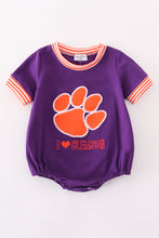 Load image into Gallery viewer, Purple I love clemson applique bubble
