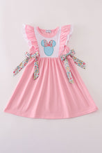 Load image into Gallery viewer, Pink floral character applique ruffle dress
