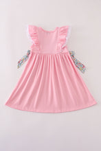 Load image into Gallery viewer, Pink floral character applique ruffle dress
