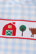 Load image into Gallery viewer, Blue farm embroidery gingham set
