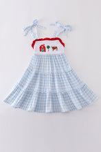 Load image into Gallery viewer, Blue farm embroidery tiered dress
