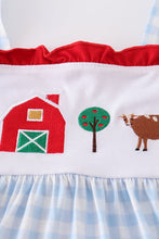 Load image into Gallery viewer, Blue farm embroidery tiered dress
