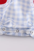 Load image into Gallery viewer, Blue plaid baseball embroidery girl bubble
