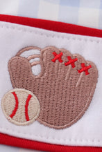 Load image into Gallery viewer, Blue plaid baseball embroidery boy bubble
