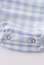 Load image into Gallery viewer, Blue plaid baseball embroidery boy bubble
