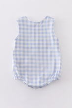 Load image into Gallery viewer, Blue plaid baseball embroidery boy bubble
