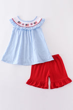 Load image into Gallery viewer, Blue swiss dot flag embroidery set
