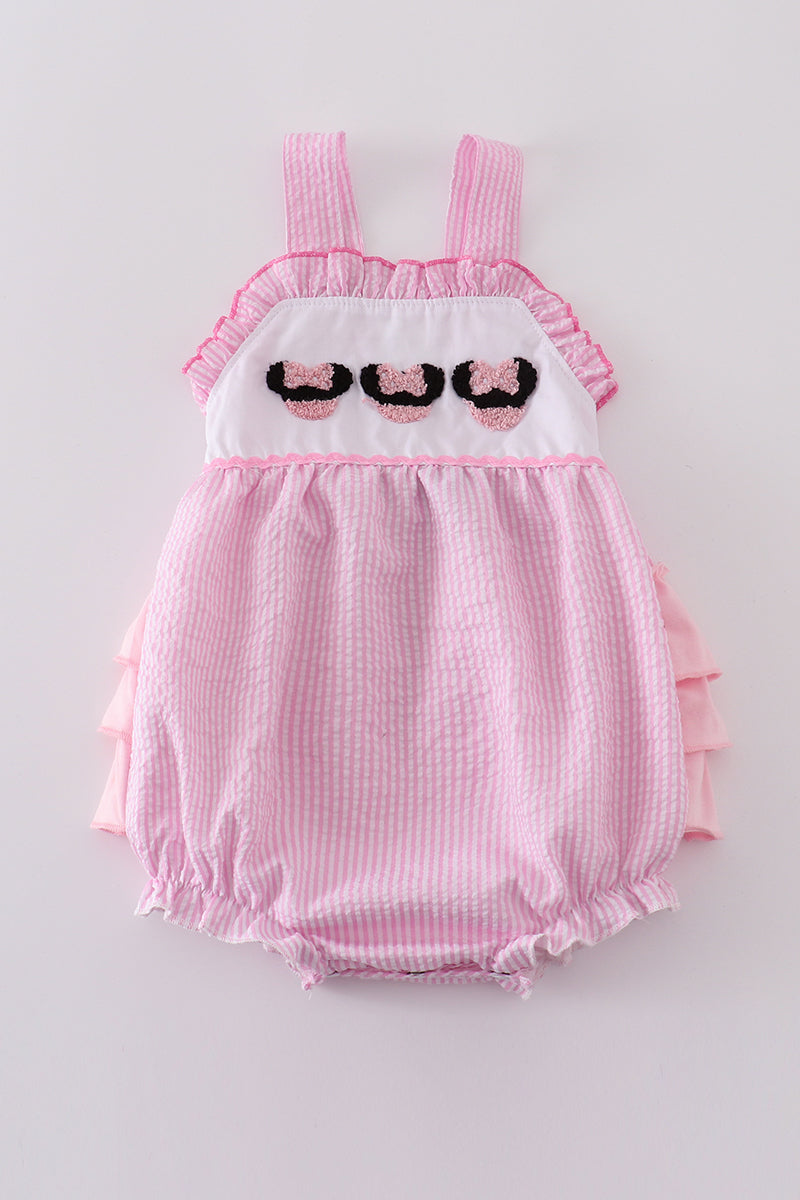 Pink Stripe Seersucker Character French Knot Bubble