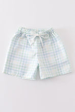 Load image into Gallery viewer, Green plaid boy trunk shorts
