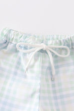 Load image into Gallery viewer, Green plaid boy trunk shorts

