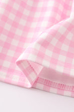 Load image into Gallery viewer, Pink tractor embroidery plaid girl set

