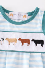 Load image into Gallery viewer, Blue stripe cow embroidery boy bubble
