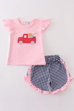Load image into Gallery viewer, Pink fishing puppy applique girl set

