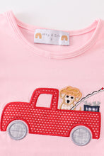 Load image into Gallery viewer, Pink fishing puppy applique girl set
