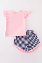 Load image into Gallery viewer, Pink fishing puppy applique girl set
