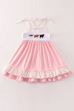 Load image into Gallery viewer, Pink cow embroidery dress
