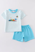 Load image into Gallery viewer, Blue farm embroidery boy set
