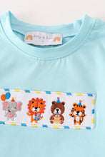 Load image into Gallery viewer, Blue animals birthday embroidery boy set
