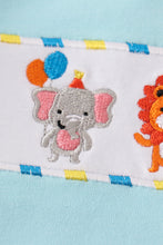 Load image into Gallery viewer, Blue animals birthday embroidery boy set
