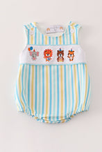 Load image into Gallery viewer, Blue animals birthday embroidery boy bubble
