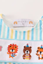 Load image into Gallery viewer, Blue animals birthday embroidery boy bubble

