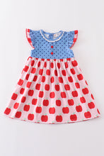 Load image into Gallery viewer, Blue apple dot ruffle dress
