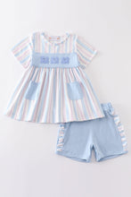 Load image into Gallery viewer, Crab french knot stripe girl set
