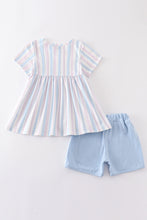 Load image into Gallery viewer, Crab french knot stripe girl set
