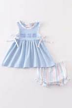 Load image into Gallery viewer, Crab french knot stripe baby girl set
