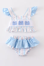 Load image into Gallery viewer, Crab french knot stripe 2pc girl swimsuit
