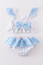 Load image into Gallery viewer, Crab french knot stripe 2pc girl swimsuit

