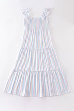 Load image into Gallery viewer, Crab french knot stripe smocked dress
