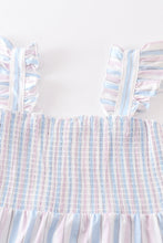 Load image into Gallery viewer, Crab french knot stripe smocked dress
