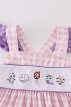 Load image into Gallery viewer, Purple cartoon embroidery girl dress
