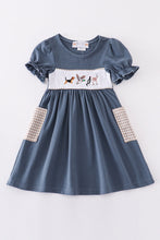 Load image into Gallery viewer, Navy hunting embroidery dress
