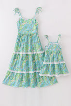 Load image into Gallery viewer, Green island garden bliss mom&amp;me tiered dress
