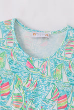 Load image into Gallery viewer, Teal sailboat serenity print mom&amp;me tiered dress

