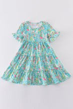 Load image into Gallery viewer, Teal sailboat serenity print mom&amp;me tiered dress
