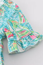 Load image into Gallery viewer, Teal sailboat serenity print mom&amp;me tiered dress
