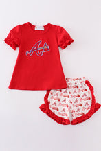 Load image into Gallery viewer, Atlanta Baseball Applique Short Set
