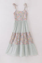 Load image into Gallery viewer, Sage pastel floral harmony mom&amp;me gingham dress
