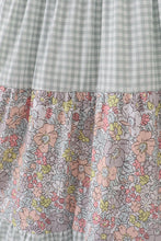 Load image into Gallery viewer, Sage pastel floral harmony mom&amp;me gingham dress
