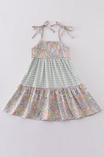 Load image into Gallery viewer, Sage pastel floral harmony mom&amp;me gingham dress
