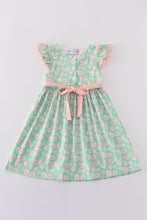Load image into Gallery viewer, Green floral print mom&amp;me dress

