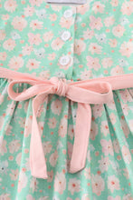 Load image into Gallery viewer, Green floral print mom&amp;me dress
