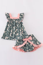 Load image into Gallery viewer, Green forest bloom print girl bloomer set

