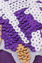 Load image into Gallery viewer, Purple LSU tiger sequin mom&amp;me top

