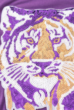 Load image into Gallery viewer, Purple LSU tiger sequin mom&amp;me top
